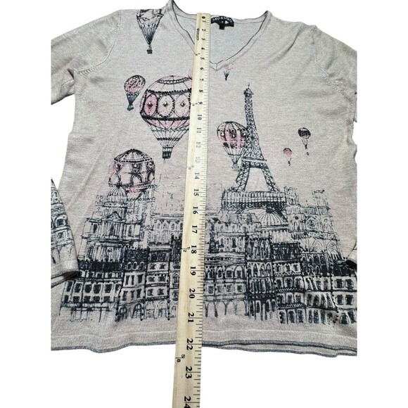 Leo & Ugo M Paris Collection Sweater Eiffel Tower Hot Air Balloon Embellished I2 - Picture 6 of 10